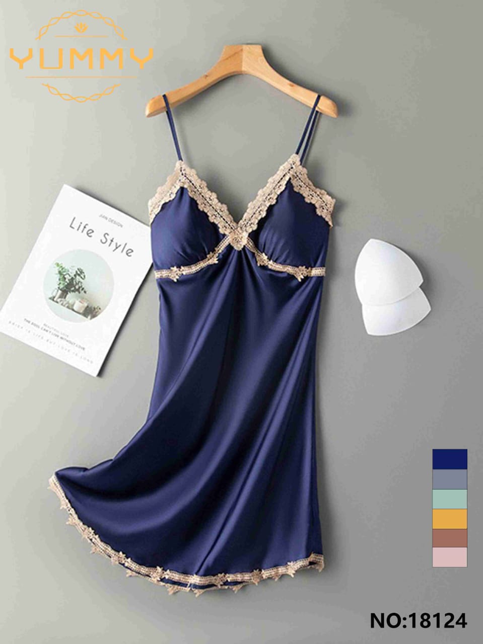 One Pc Leona Silk Padded Long Sleepwear Lingerie – Elegant Intimates-18124